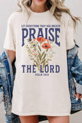 Praise The Lord Floral Graphic Cotton Tee: NATURAL