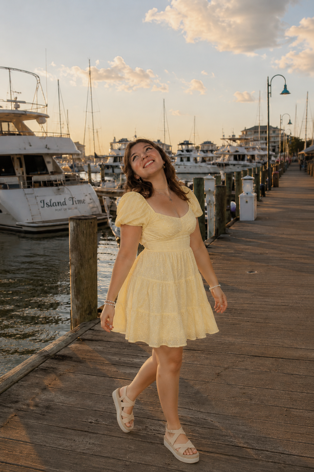 Blushing Eyelet Tiered Puff Sleeve Dress