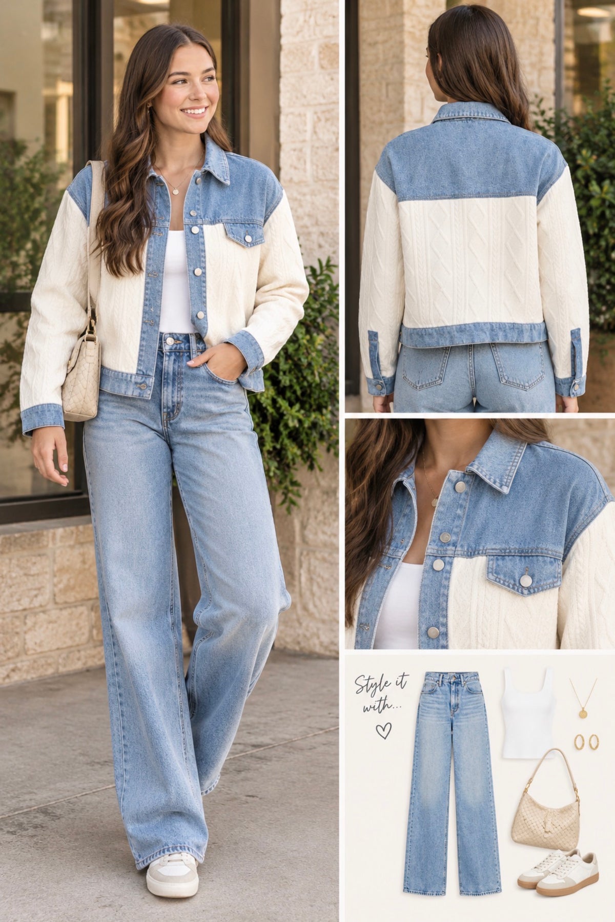 Denim & Cable Knit Patchwork Jacket