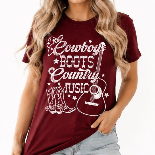 Cowboy Boots & Country Music Graphic T-Shirt