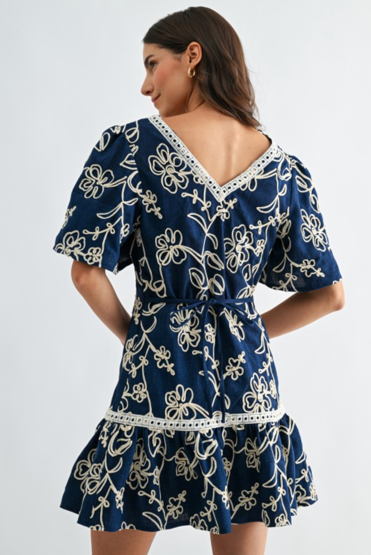 Embroidered Elegance V-Neck Dress