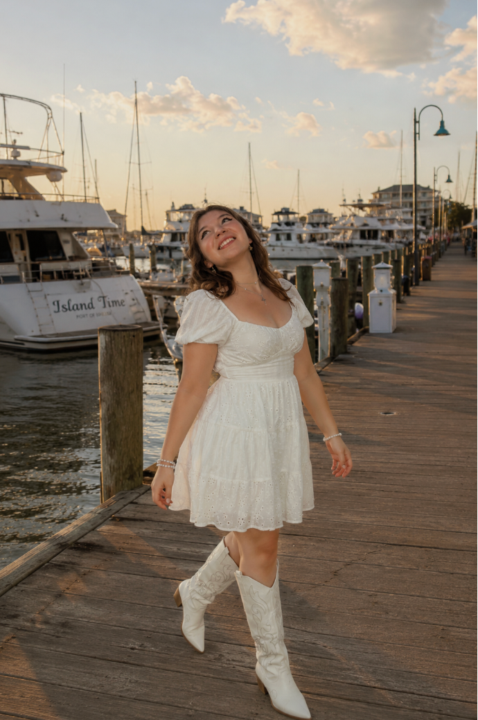Blushing Eyelet Tiered Puff Sleeve Dress